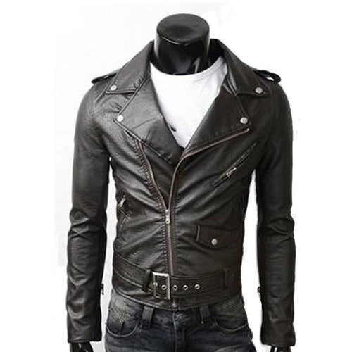 Ninja Stealth Black Mens Faux Leather Biker Jacket